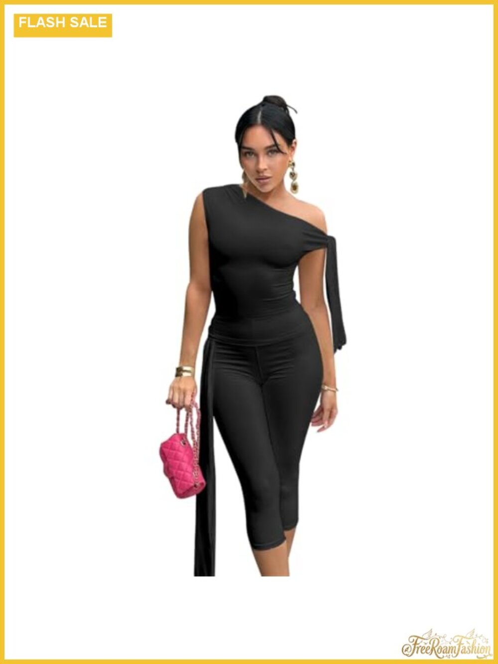 2 Piece Capri Sets for Women Bodycon Sleeveless Crop Top